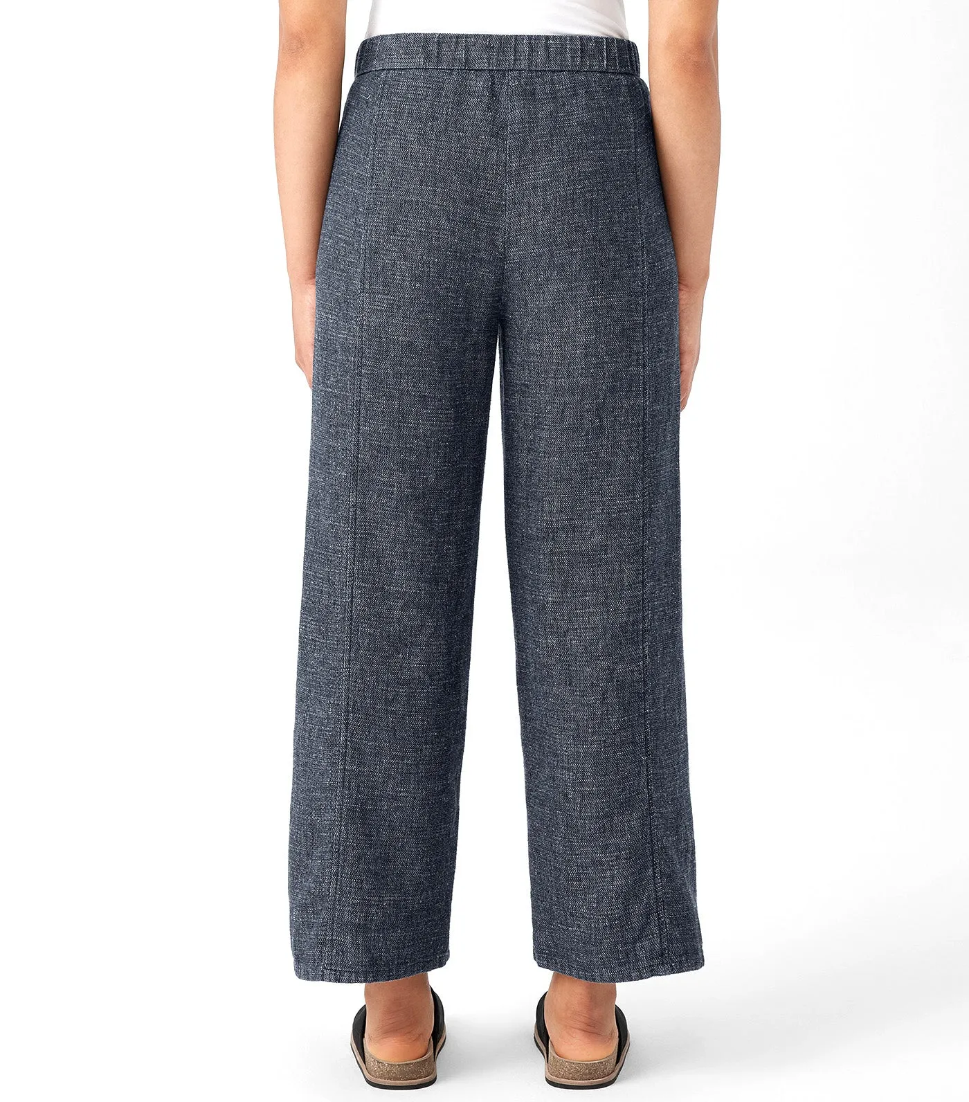 Tweedy Hemp Cotton Wide-Leg Pants Denim