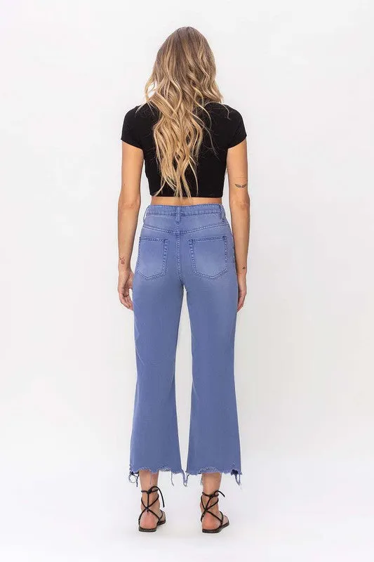 Vervet Iconic 90"s Vintage Cropped Flared Leg Blue Denim Jeans