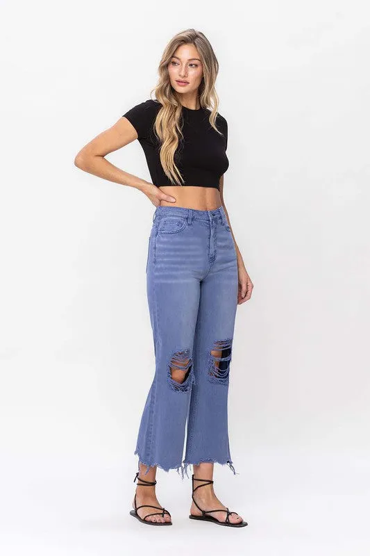 Vervet Iconic 90"s Vintage Cropped Flared Leg Blue Denim Jeans