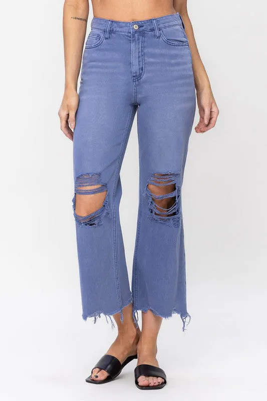 Vervet Iconic 90"s Vintage Cropped Flared Leg Blue Denim Jeans