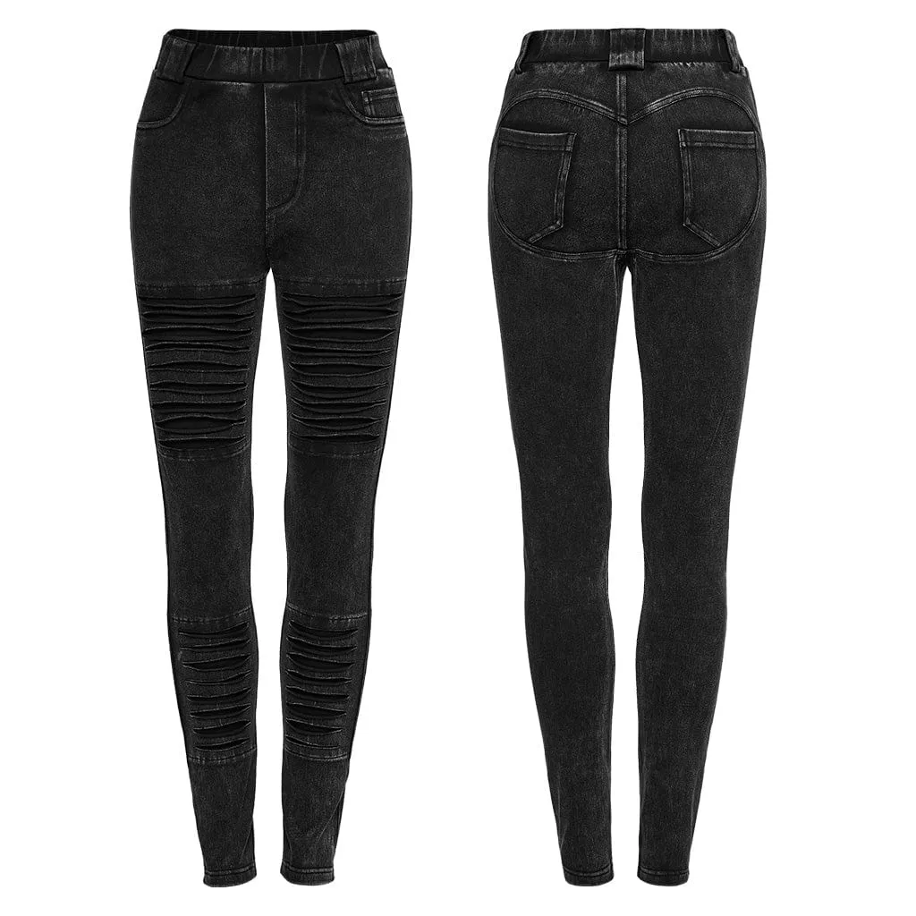 Women's Punk Ripped Distressed Jeans