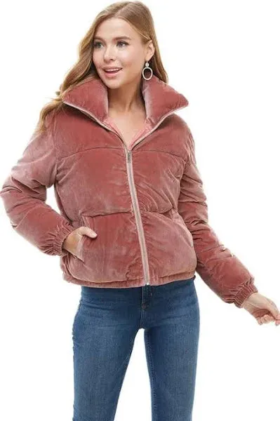 Women's Velvet Puffer Jacket