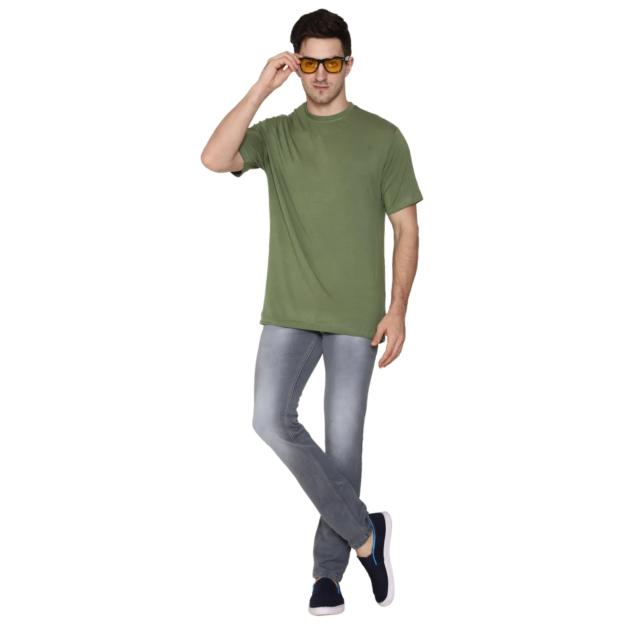 Woodwose Organic Clothing Bamboo Men's Olive Green T-Shirt