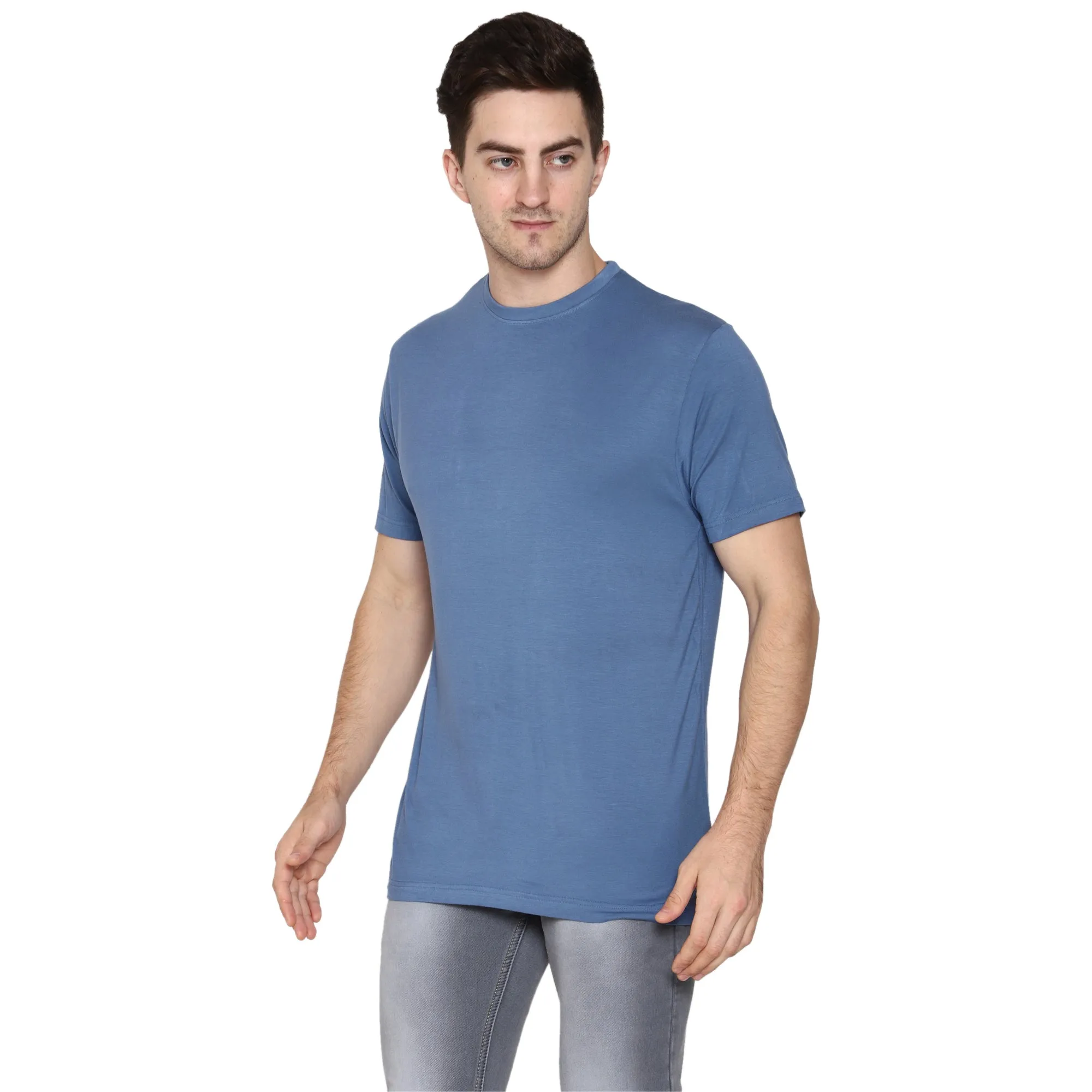 Woodwose Organic Clothing Bamboo Men's Stella Blue T-Shirt