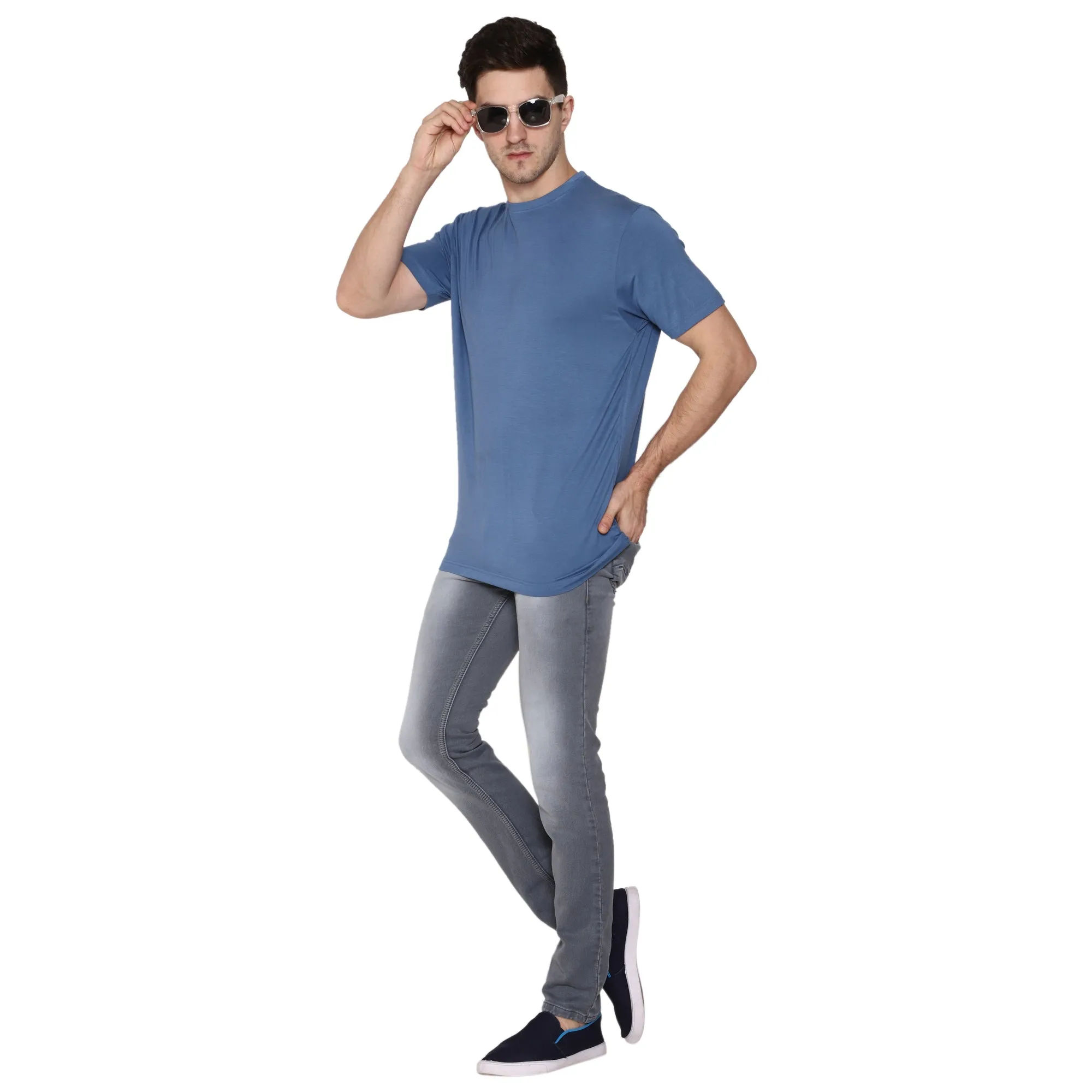 Woodwose Organic Clothing Bamboo Men's Stella Blue T-Shirt