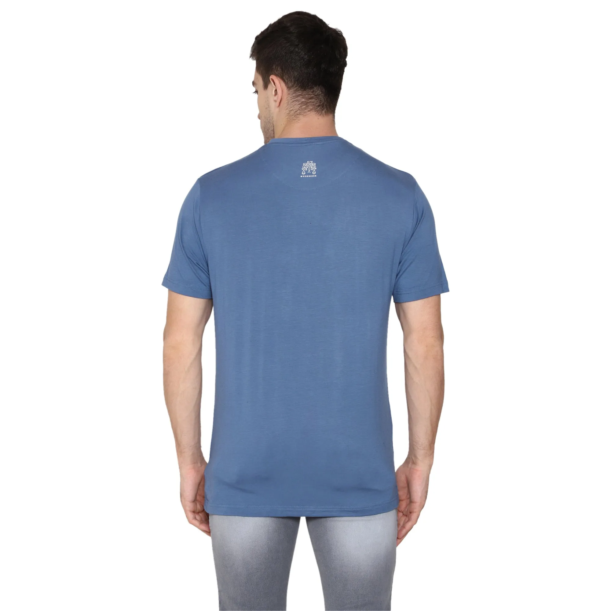 Woodwose Organic Clothing Bamboo Men's Stella Blue T-Shirt