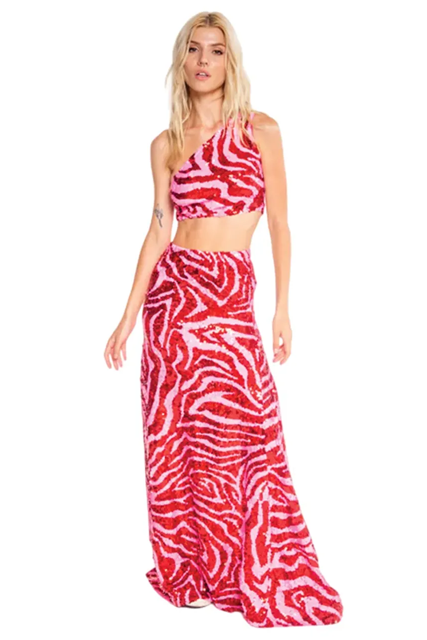 Zebra  Pink Long Skirt