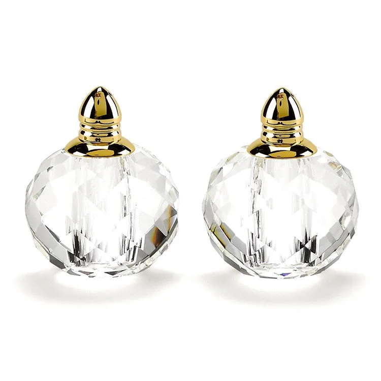 Zendra Gold Handmade Lead-Free Crystal Salt and Pepper Shakers